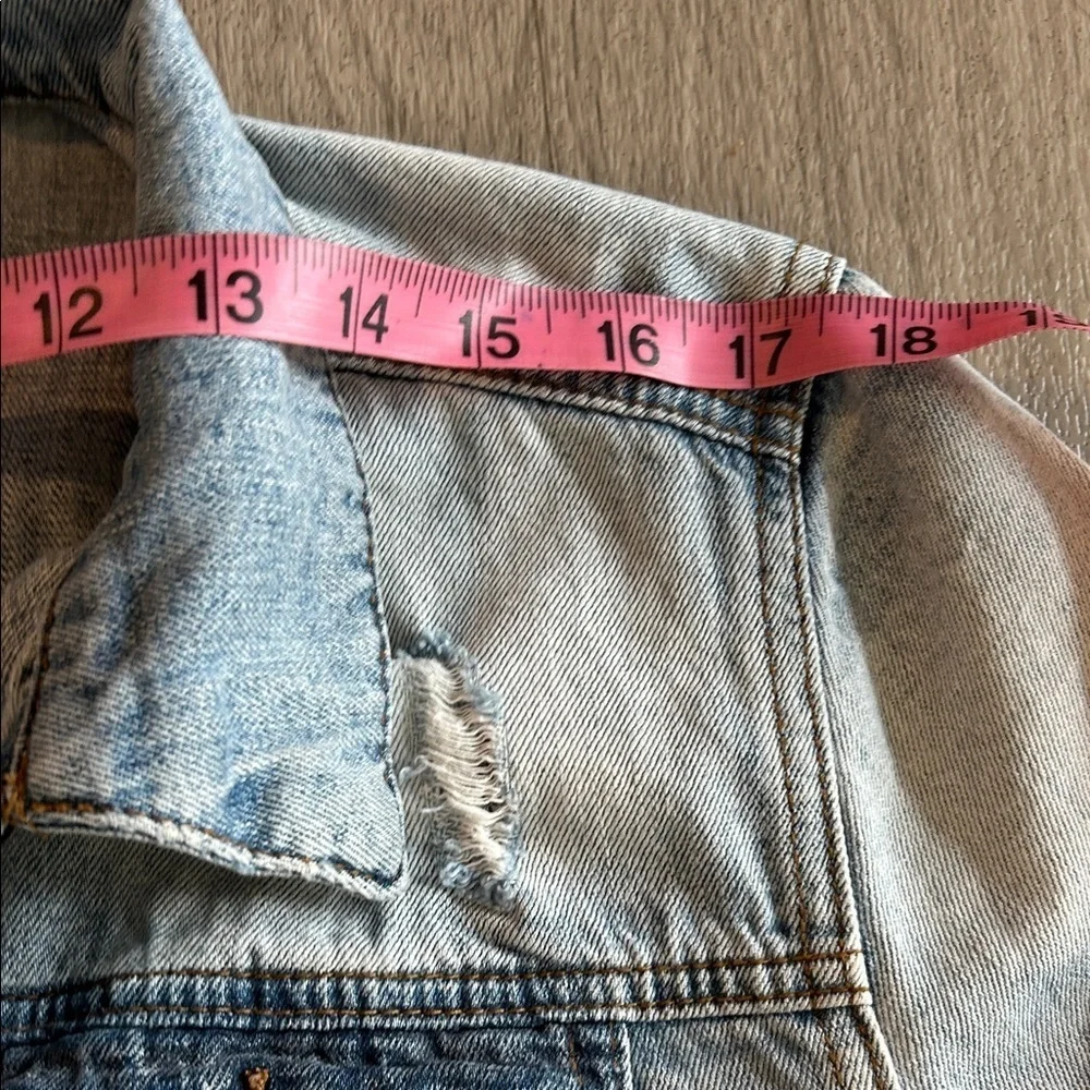 Kut from the Kloth Light Blue Distressed Jean Jacket - Picture 9 of 16